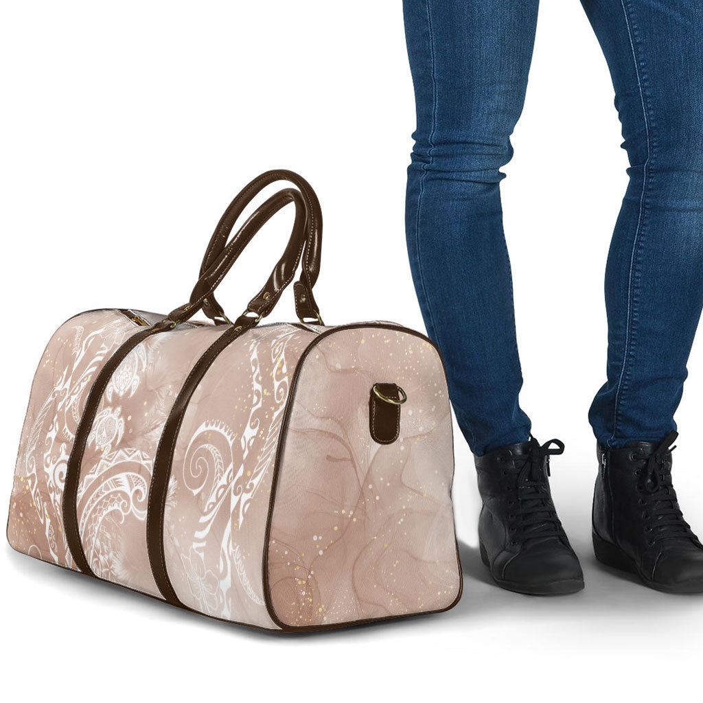 Aloha Hawaii Turtles Floral Travel Bag Taupe Marbles Glaze LT7 - Polynesian Pride