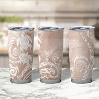 Aloha Hawaii Turtles Floral Tumbler Cup Taupe Marbles Glaze LT7 - Polynesian Pride