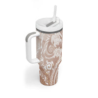 Aloha Hawaii Turtles Floral Tumbler With Handle Taupe Marbles Glaze LT7 - Polynesian Pride