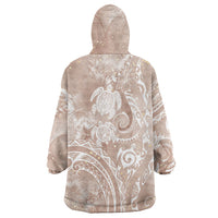 Aloha Hawaii Turtles Floral Wearable Blanket Hoodie Taupe Marbles Glaze LT7 - Polynesian Pride