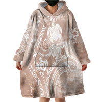 Aloha Hawaii Turtles Floral Wearable Blanket Hoodie Taupe Marbles Glaze LT7 - Polynesian Pride
