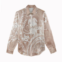 Aloha Hawaii Turtles Floral Women Casual Shirt Taupe Marbles Glaze LT7 - Polynesian Pride