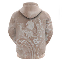 Aloha Hawaii Turtles Floral Zip Hoodie Taupe Marbles Glaze LT7 - Polynesian Pride