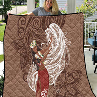 Tahiti Islands Polynesian Plumeria Quilt Tahitian Vahine 'Ote'a - Beige