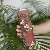 Tahiti Islands Polynesian Plumeria Skinny Tumbler Tahitian Vahine 'Ote'a - Beige