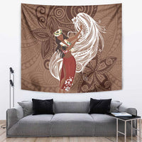 Tahiti Islands Polynesian Plumeria Tapestry Tahitian Vahine 'Ote'a - Beige LT7 Beige - Polynesian Pride