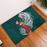 Tahiti Islands Polynesian Plumeria Rubber Doormat Tahitian Vahine 'Ote'a - Teal LT7 - Polynesian Pride