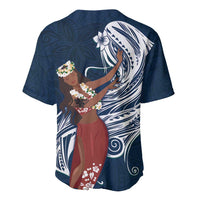 Tahiti Islands Polynesian Plumeria Baseball Jersey Tahitian Vahine 'Ote'a - Navy Blue LT7 - Polynesian Pride