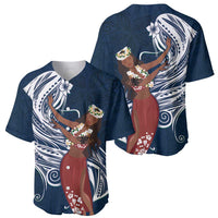 Tahiti Islands Polynesian Plumeria Baseball Jersey Tahitian Vahine 'Ote'a - Navy Blue LT7 - Polynesian Pride