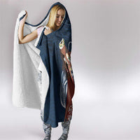 Tahiti Islands Polynesian Plumeria Hooded Blanket Tahitian Vahine 'Ote'a - Navy Blue LT7 - Polynesian Pride