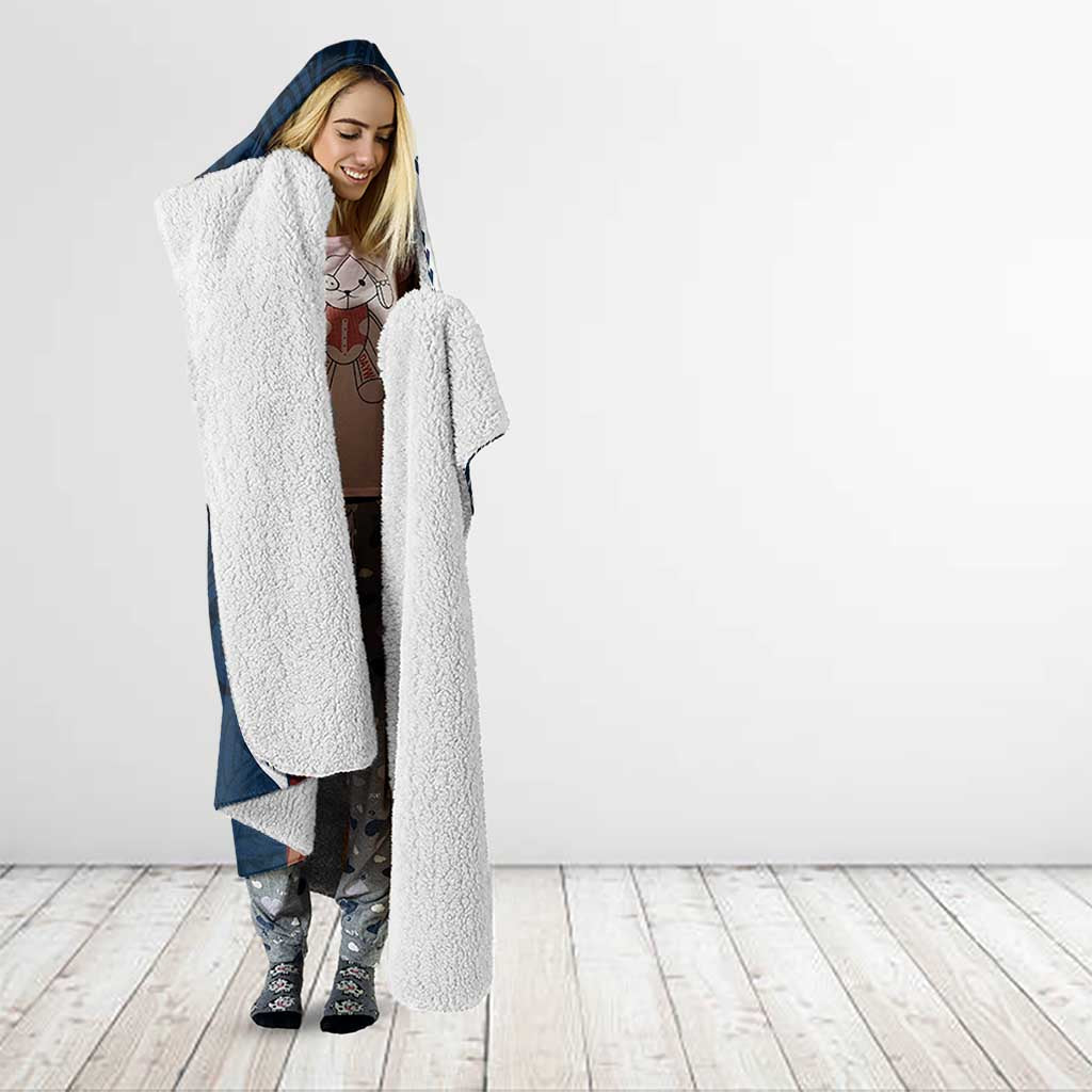 Tahiti Islands Polynesian Plumeria Hooded Blanket Tahitian Vahine 'Ote'a - Navy Blue LT7 - Polynesian Pride
