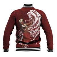 Tahiti Islands Polynesian Plumeria Baseball Jacket Tahitian Vahine 'Ote'a - Scarlet LT7 - Polynesian Pride
