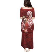 Tahiti Islands Polynesian Plumeria Puletasi Tahitian Vahine 'Ote'a - Scarlet