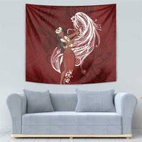 Tahiti Islands Polynesian Plumeria Tapestry Tahitian Vahine 'Ote'a - Scarlet LT7 - Polynesian Pride