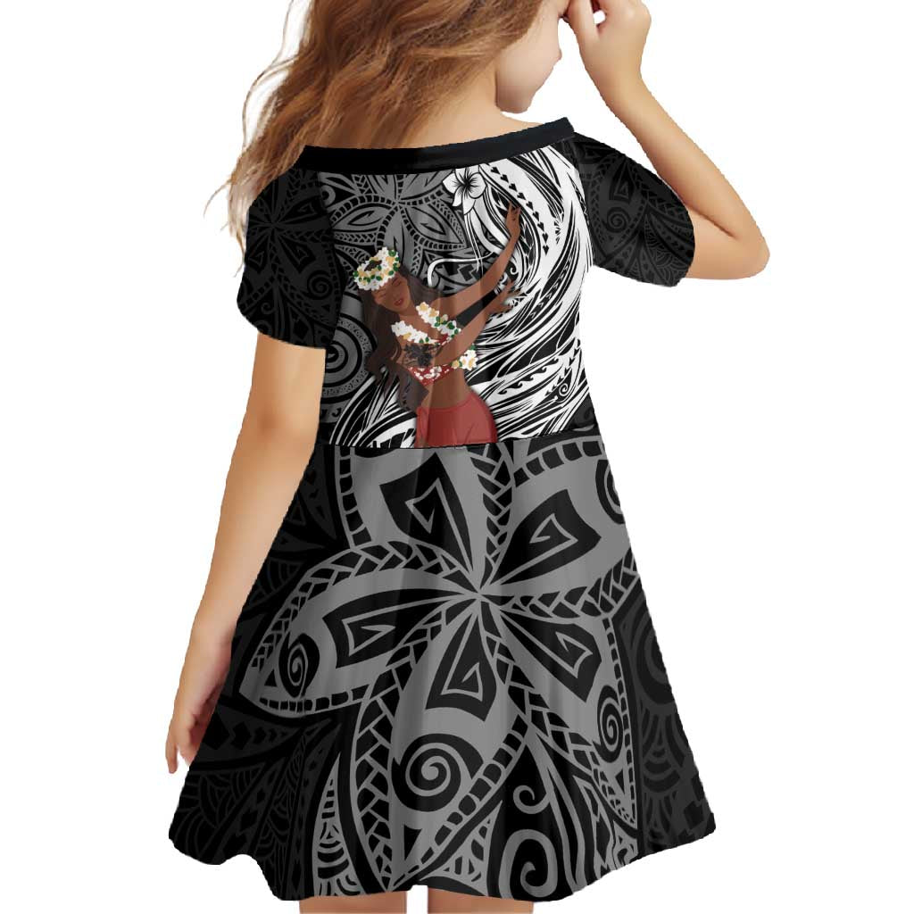 Tahiti Islands Polynesian Plumeria Family Matching Long Sleeve Bodycon Dress and Hawaiian Shirt Tahitian Vahine 'Ote'a - Black