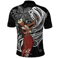 Tahiti Islands Polynesian Plumeria Polo Shirt Tahitian Vahine 'Ote'a - Black LT7 - Polynesian Pride