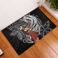 Tahiti Islands Polynesian Plumeria Rubber Doormat Tahitian Vahine 'Ote'a - Black LT7 - Polynesian Pride