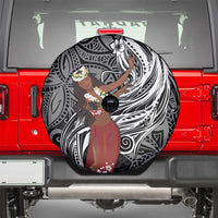 Tahiti Islands Polynesian Plumeria Spare Tire Cover Tahitian Vahine 'Ote'a - Black