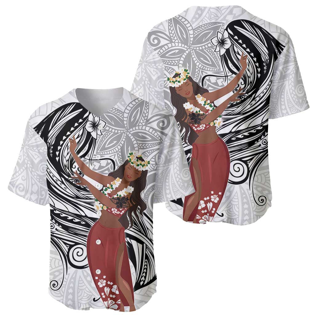 Tahiti Islands Polynesian Plumeria Baseball Jersey Tahitian Vahine 'Ote'a - White LT7 - Polynesian Pride