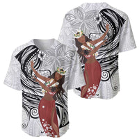Tahiti Islands Polynesian Plumeria Baseball Jersey Tahitian Vahine 'Ote'a - White LT7 - Polynesian Pride