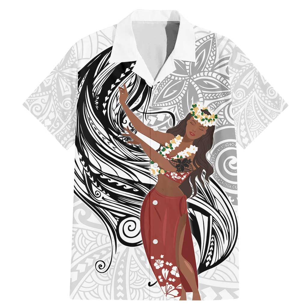 Tahiti Islands Polynesian Plumeria Family Matching Mermaid Dress and Hawaiian Shirt Tahitian Vahine 'Ote'a - White
