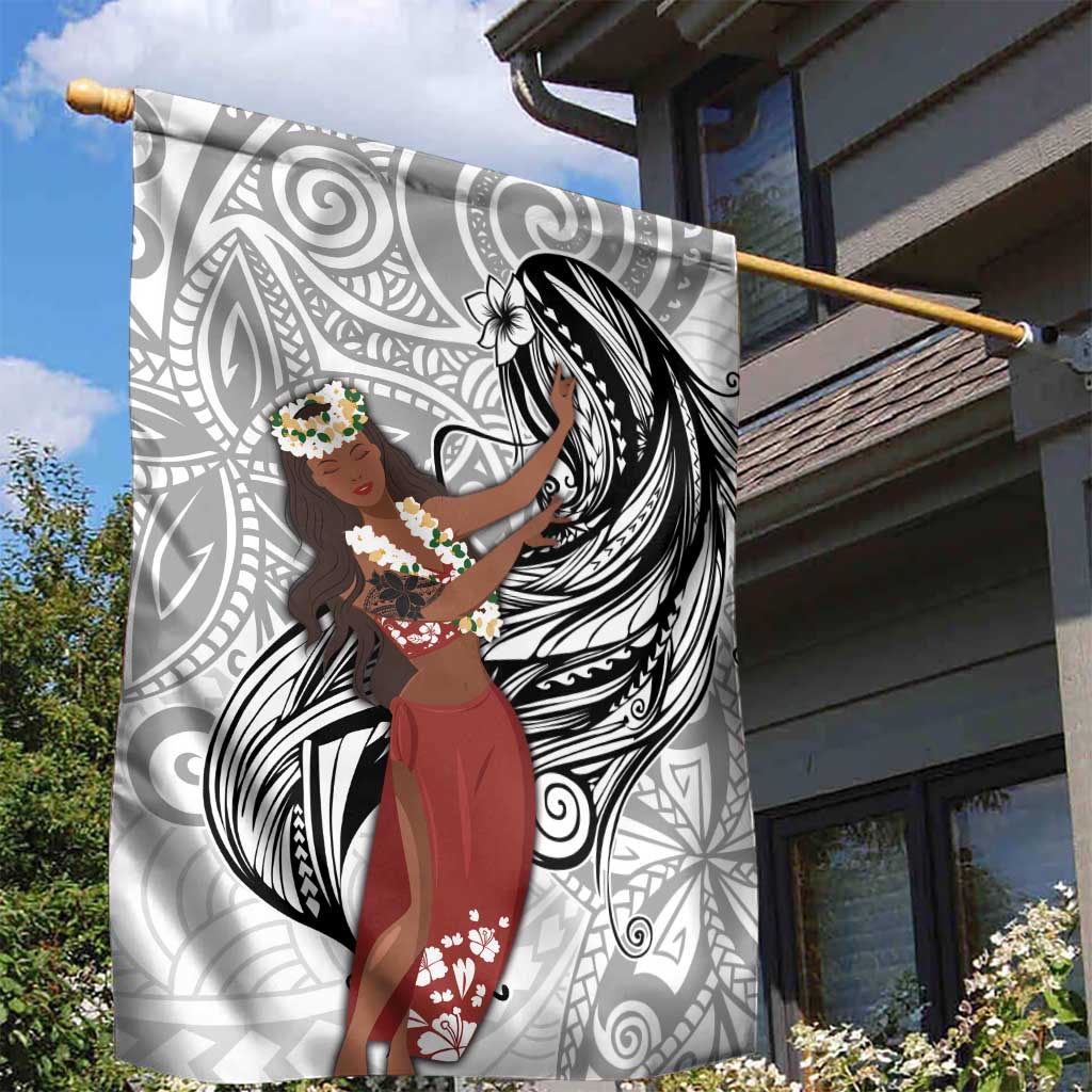 Tahiti Islands Polynesian Plumeria Garden Flag Tahitian Vahine 'Ote'a - White LT7 - Polynesian Pride