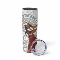 Tahiti Islands Polynesian Plumeria Skinny Tumbler Tahitian Vahine 'Ote'a - White