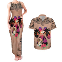 Polynesian Couples Matching Tank Maxi Dress and Hawaiian Shirt Dog Lover With Beagle - Sunset At The Beach Brown Ver LT7 Brown - Polynesian Pride