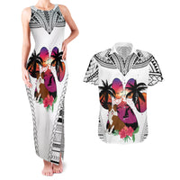 Polynesian Couples Matching Tank Maxi Dress and Hawaiian Shirt Dog Lover With Border Collie - Sunset At The Beach White Ver LT7 White - Polynesian Pride