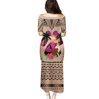 Polynesian Puletasi Dog Lover With Border Collie - Sunset At The Beach Brown Ver LT7 - Polynesian Pride