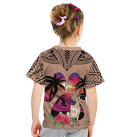 Polynesian Kid T Shirt Dog Lover With German Shepherd - Sunset At The Beach Brown Ver LT7 - Polynesian Pride