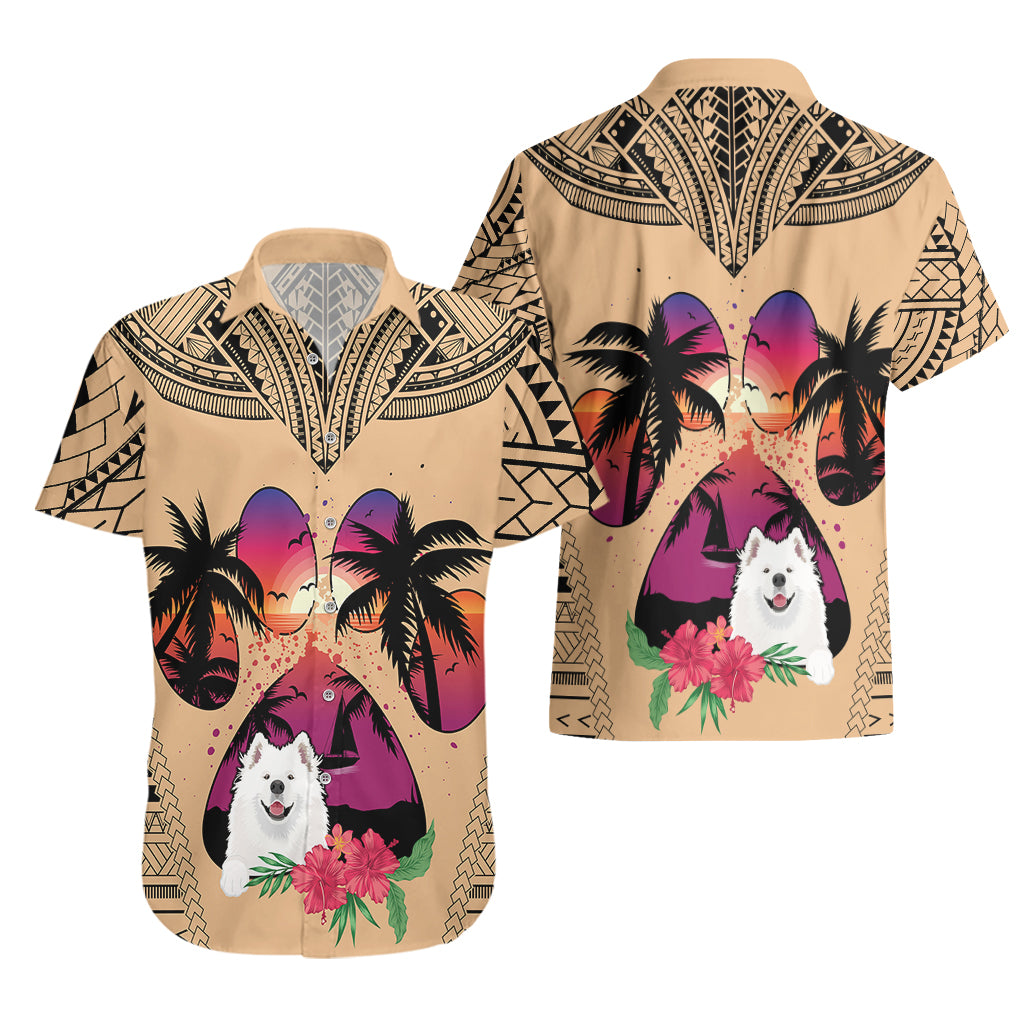 Polynesian Hawaiian Shirt Dog Lover With Samoyed - Sunset At The Beach LT7 - Polynesian Pride