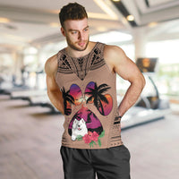 Polynesian Men Tank Top Dog Lover With Samoyed - Sunset At The Beach Brown Ver LT7 - Polynesian Pride