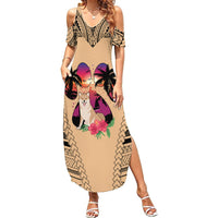 Polynesian Summer Maxi Dress Dog Lover With Shiba Inu - Sunset At The Beach LT7 Women Coral - Polynesian Pride