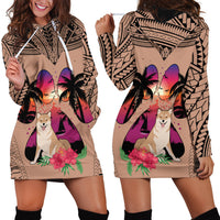 Polynesian Hoodie Dress Dog Lover With Shiba Inu - Sunset At The Beach Brown Ver LT7 - Polynesian Pride