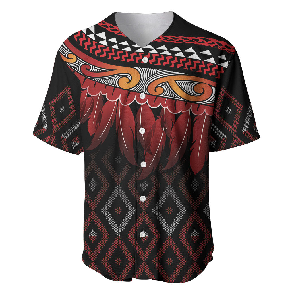 Aotearoa Maori Ngapuhi Iwi Baseball Jersey Korowai Tukutuku Kaokao Motifs LT7 Black - Polynesian Pride
