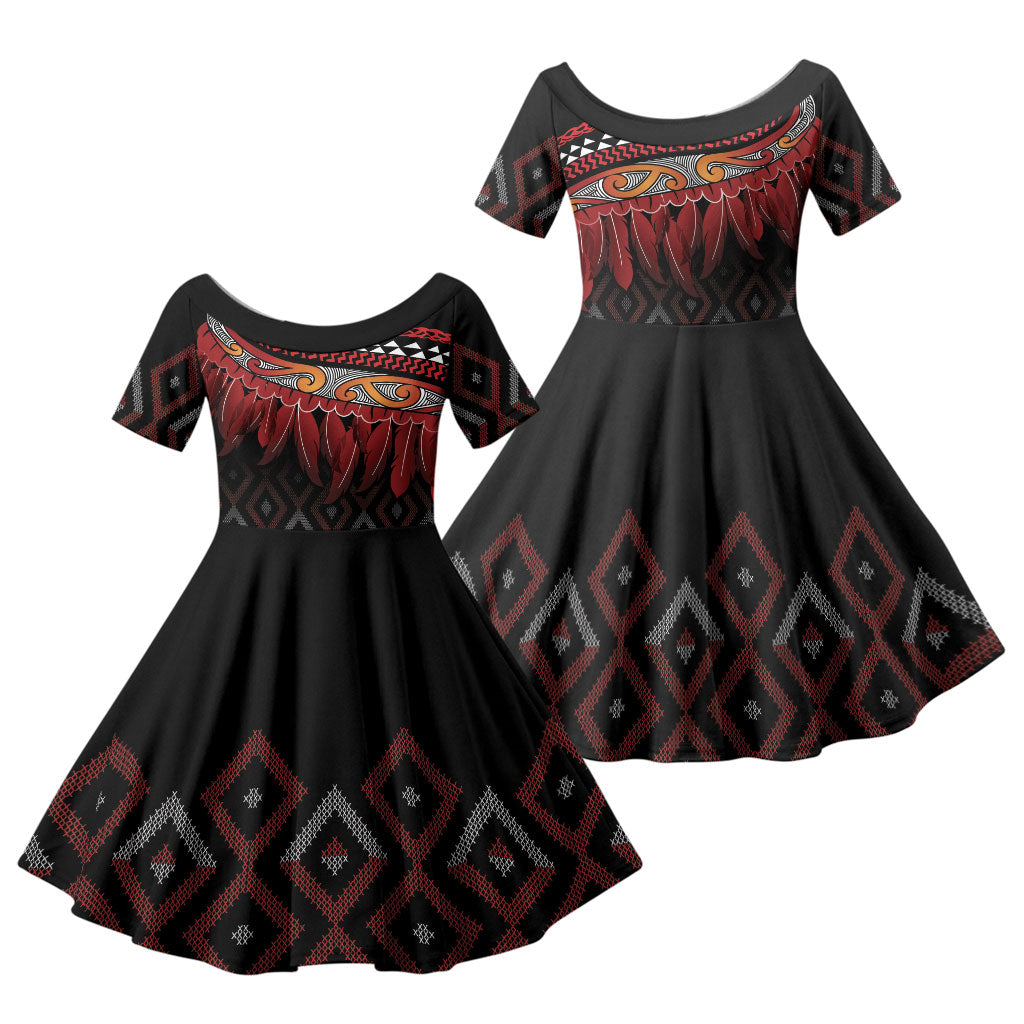 Aotearoa Maori Ngapuhi Iwi Family Matching Tank Maxi Dress and Hawaiian Shirt Korowai Tukutuku Kaokao Motifs