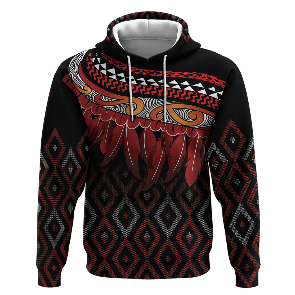 Aotearoa Maori Ngapuhi Iwi Hoodie Korowai Tukutuku Kaokao Motifs