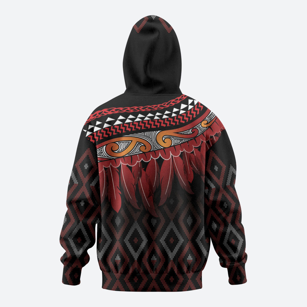 Aotearoa Maori Ngapuhi Iwi Hoodie Korowai Tukutuku Kaokao Motifs