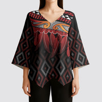 Aotearoa Maori Ngapuhi Iwi Kimono Sleeve Blouse Korowai Tukutuku Kaokao Motifs