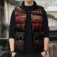 Aotearoa Maori Ngapuhi Iwi Sleeveless Puffer Jacket Korowai Tukutuku Kaokao Motifs