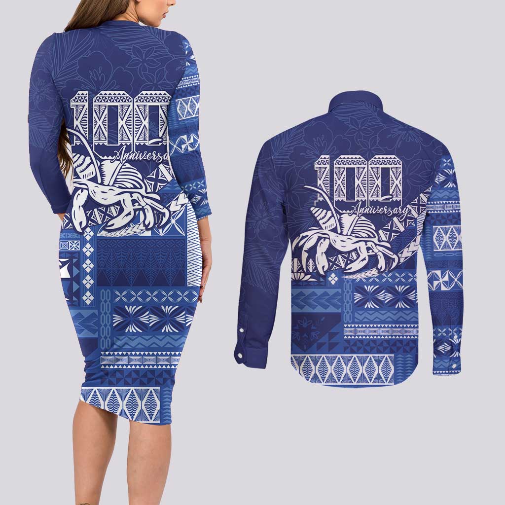 Queen Salote College 100th Anniversary Couples Matching Long Sleeve Bodycon Dress and Long Sleeve Button Shirt QSC Royal Girls - Polynesian Pride