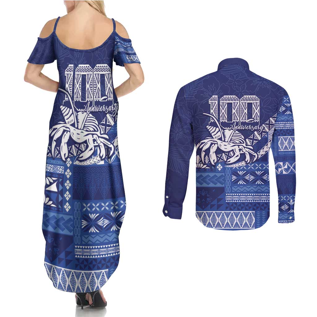 Queen Salote College 100th Anniversary Couples Matching Summer Maxi Dress and Long Sleeve Button Shirt QSC Royal Girls - Polynesian Pride