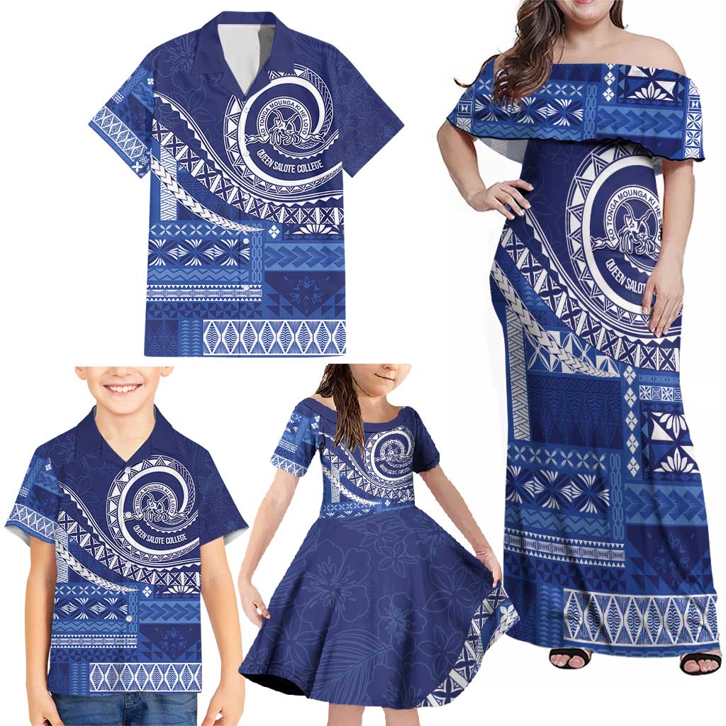 Queen Salote College 100th Anniversary Family Matching Off Shoulder Maxi Dress and Hawaiian Shirt QSC Royal Girls - Polynesian Pride