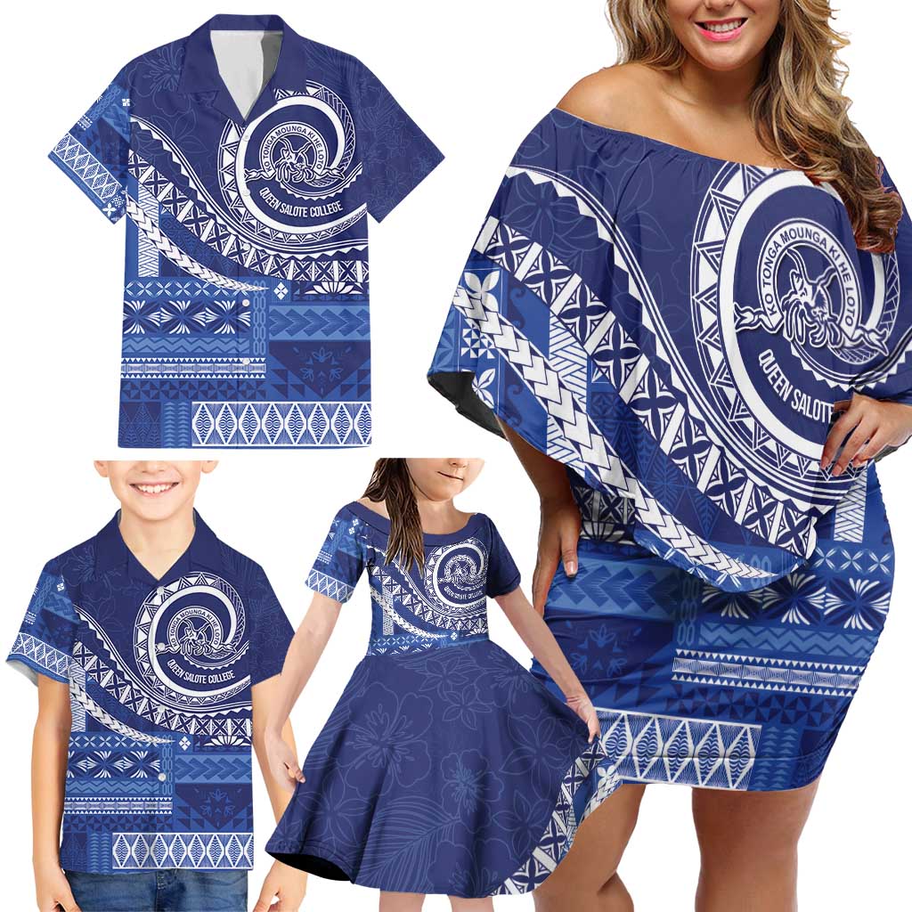 Queen Salote College 100th Anniversary Family Matching Off Shoulder Short Dress and Hawaiian Shirt QSC Royal Girls - Polynesian Pride
