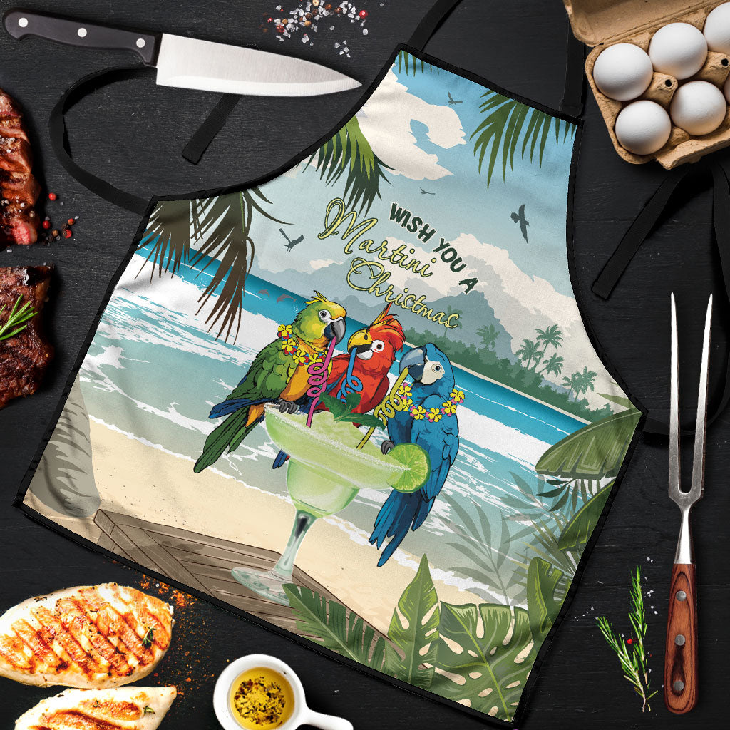 Wish You A Merry Martini Christmas Apron Cocktail Parrot-dise LT7 Multicolor - Polynesian Pride