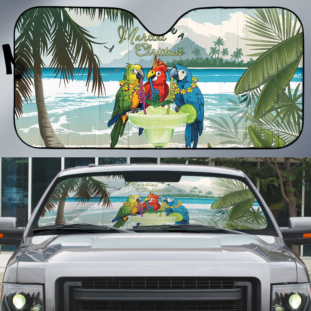 Wish You A Merry Martini Christmas Auto Sun Shade Cocktail Parrot-dise LT7 Multicolor - Polynesian Pride
