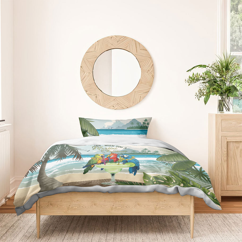 Wish You A Merry Martini Christmas Bedding Set Cocktail Parrot-dise