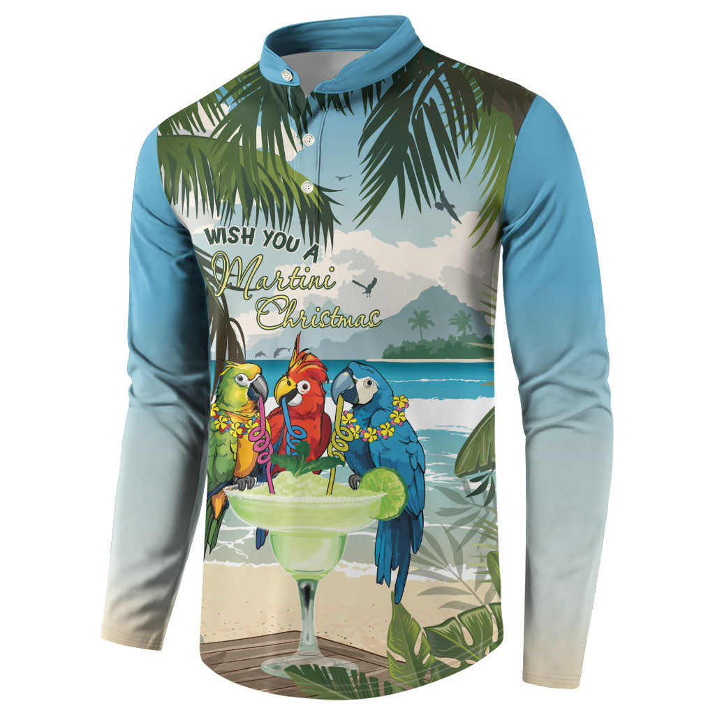 Wish You A Merry Martini Christmas Button Sweatshirt Cocktail Parrot-dise LT7 - Polynesian Pride
