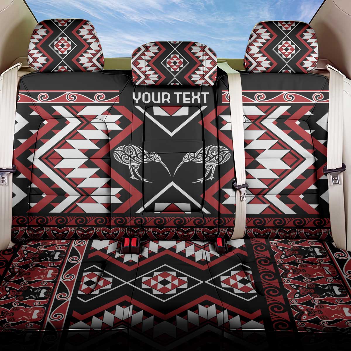 Personalised Taniko Motifs Aotearoa Back Car Seat Cover Waitangi Kowhaiwhai Kiwi